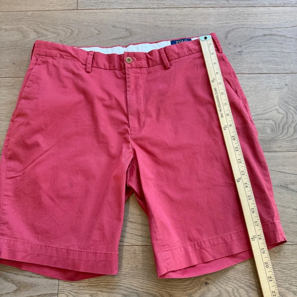 Polo Ralph Lauren Mens Stretch Classic Fit Chino Shorts Red Size 34 Cotton Blend